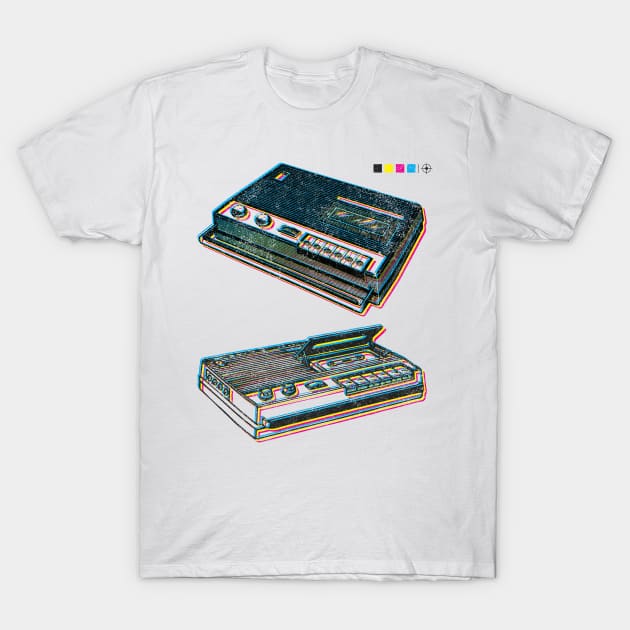 Cassette Tape Player Recorder / 1980s Style T-Shirt by RCDBerlin